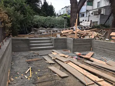 Concrete Forms & Rebar for Backyard Staircase