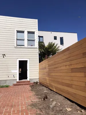 Custom Horizontal Redwood Slat Fence & Gate
