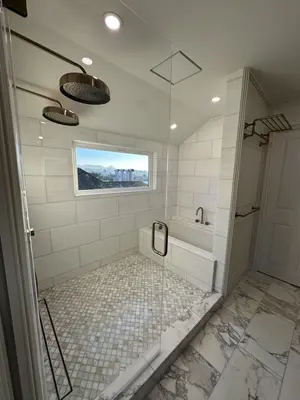 Custom Walk-In Marble Tile Shower & Enclosure