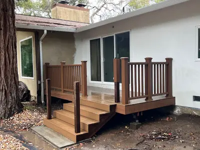 Completed Custom Redwood Deck and Staircase