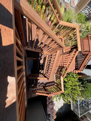 Multi-Level Redwood Deck Stair Construction