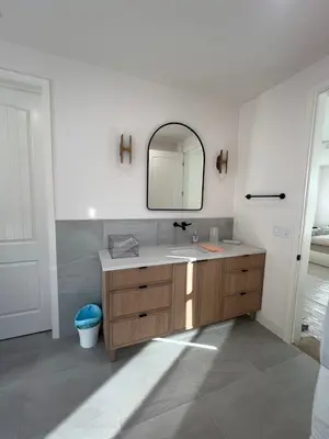 Completed Modern Bathroom Remodel with Custom Vanity